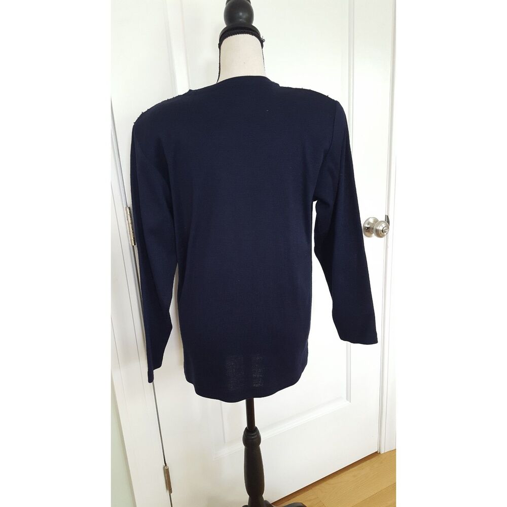 Liz Claiborne Vtg. Knit Sweater‎ Navy Sequin Pullover Geometric 90s Sm, Y2k Glam - Picture 4 of 9